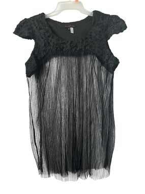 Black Sheer Summer Sleeveless Beach Cover up Top Summer Casual Medium